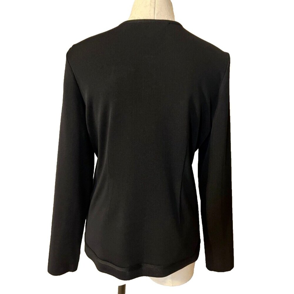 Misook Thin Cardigan Jacket Black S Small Zip Front Career Church Classic View 6